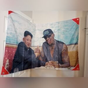 Dennis Rodman And Kim Jong Meeting Flag With Silver Grommets